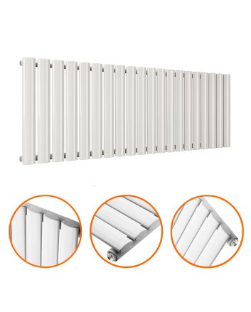 400 x 1180mm White Single Oval Tube Horizontal Radiator 