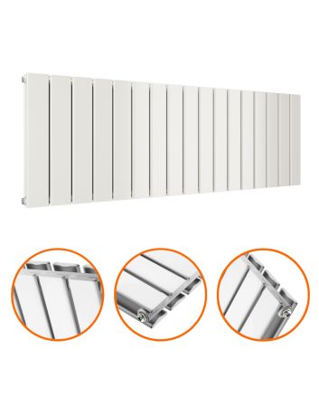 400 x 1190mm White Double Flat Panel Horizontal Radiator 