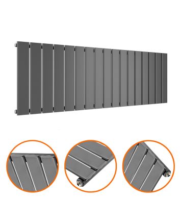 400 x 1190mm Anthracite Single Flat Panel Horizontal Radiator 
