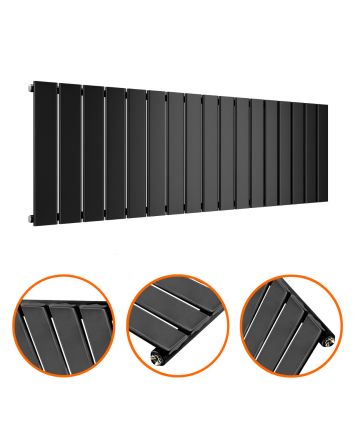 400 x 1190mm Black Single Flat Panel Horizontal Radiator 