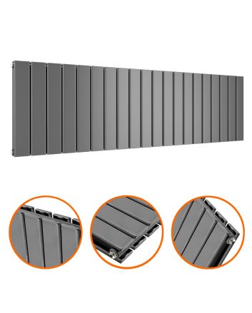 400 x 1400mm Anthracite Double Flat Panel Horizontal Radiator 