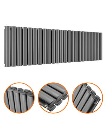 400 x 1411mm Anthracite Double Oval Tube Horizontal Radiator 