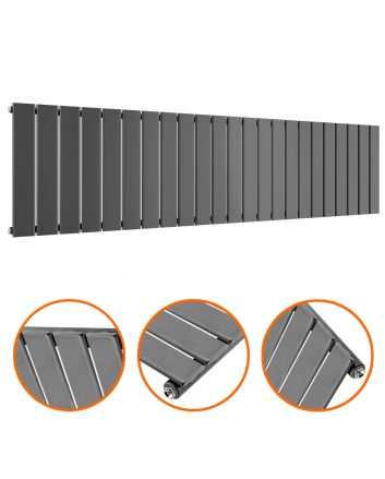 400 x 1610mm Anthracite Single Flat Panel Horizontal Radiator