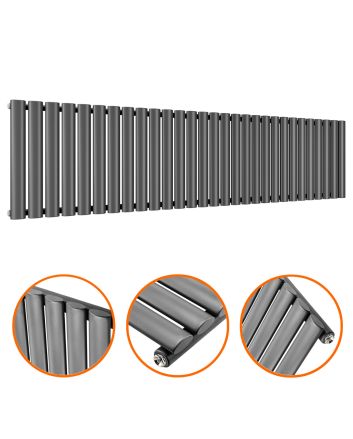 400 x 1652mm Anthracite Single Oval Tube Horizontal Radiator