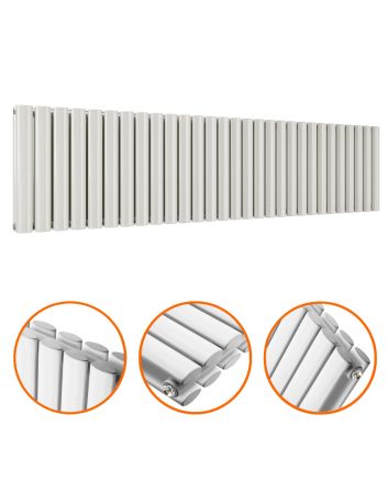 400 x 1652mm White Double Oval Tube Horizontal Radiator