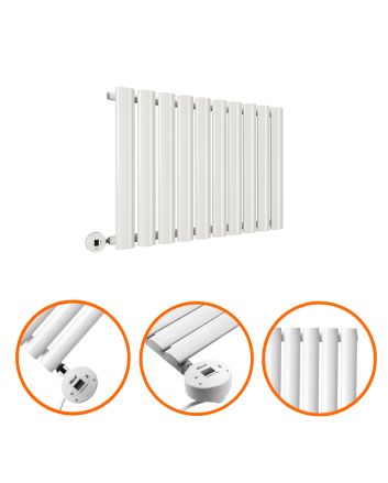 400 x 595mm Electric White Single Oval Panel Horizontal Radiator
