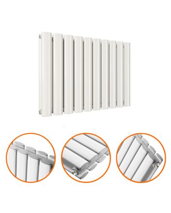 400 x 595mm White Double Oval Tube Horizontal Radiator 
