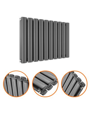 400 x 595mm Anthracite Double Oval Tube Horizontal Radiator 