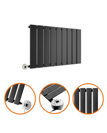 400 x 630mm Electric Black Single Flat Panel Horizontal Radiator