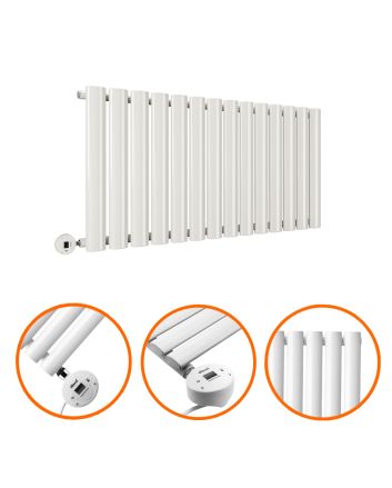 400 x 834mm Electric White Single Oval Panel Horizontal Radiator