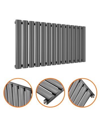 400 x 834mm Anthracite Single Oval Tube Horizontal Radiator 