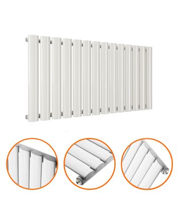 400 x 834mm White Single Oval Tube Horizontal Radiator 