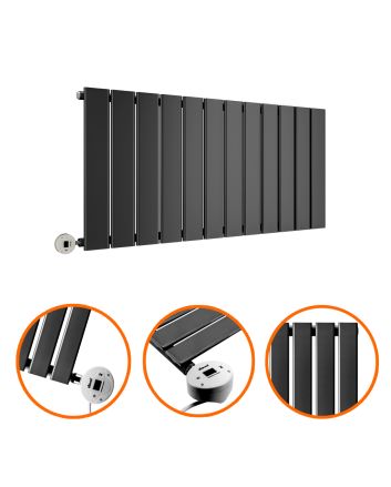 400 x 840mm Electric Black Single Flat Panel Horizontal Radiator