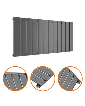 400 x 840mm Anthracite Single Flat Panel Horizontal Radiator 