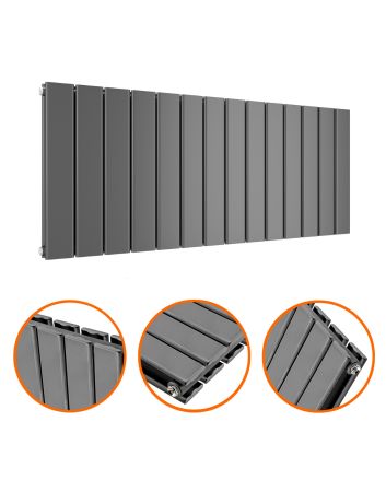 400 x 980mm Anthracite Double Flat Panel Horizontal Radiator 