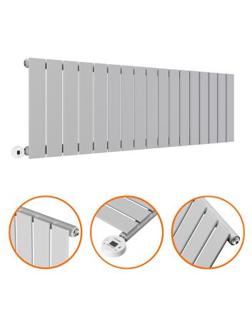 400 x 1190mm Electric Feather Grey Single Flat Panel Horizontal Radiator