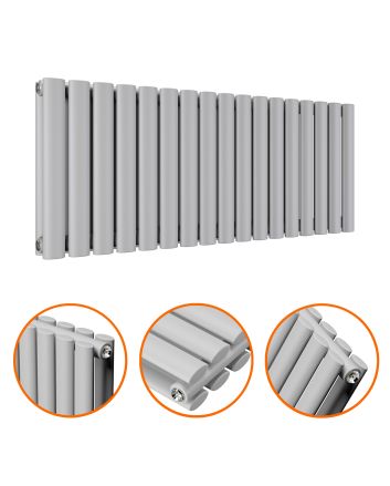 400 x 1000mm Feather Grey Double Oval Tube Horizontal Radiator