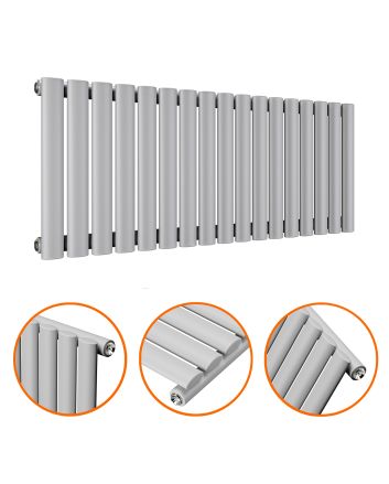 400 x 1000mm Feather Grey Single Oval Tube Horizontal Radiator