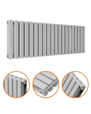 400 x 1180mm Feather Grey Double Oval Tube Horizontal Radiator