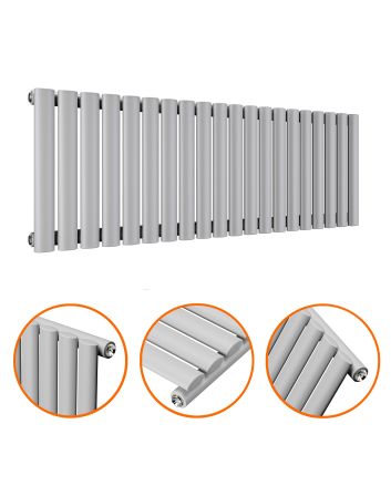 400 x 1180mm Feather Grey Single Oval Tube Horizontal Radiator