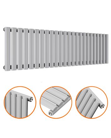400 x 1411mm Feather Grey Single Oval Tube Horizontal Radiator