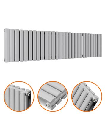 400 x 1652mm Feather Grey Double Oval Tube Horizontal Radiator