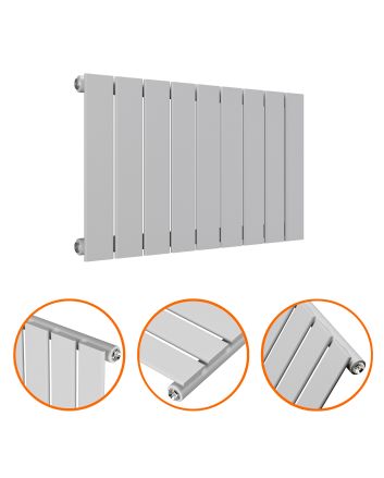 400 x 630mm Feather Grey Single Flat Panel Horizontal Radiator