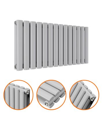 400 x 834mm Feather Grey Double Oval Tube Horizontal Radiator