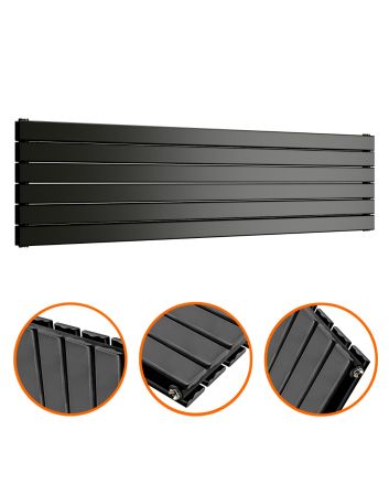 420mm x 1600mm Black Double Flat Panel Horizontal / Landscape Radiator