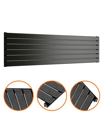 420mm x 1600mm Black Single Flat Panel Horizontal / Landscape Radiator