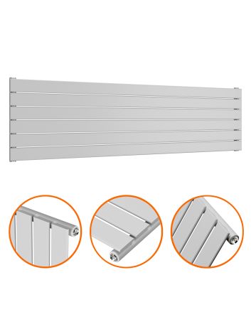420mm x 1600mm Feather Grey Single Flat Panel Horizontal / Landscape Radiator