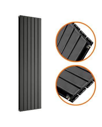 1780 x 420mm Black Double Flat Panel Vertical Radiator 