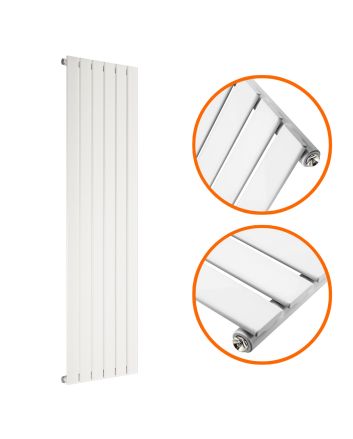 1600 x 420mm White Single Flat Panel Vertical Radiator 