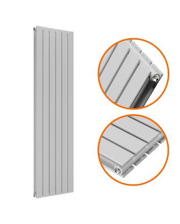 1600 x 420mm Feather Grey Double Flat Panel Vertical Radiator