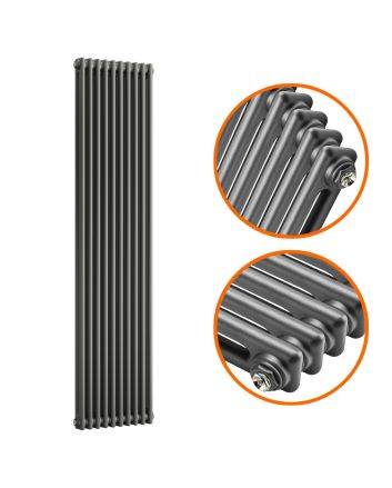 1800 x 470mm Anthracite Vertical Traditional 2 Column Radiator