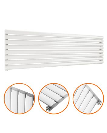472mm x 1600mm White Single Oval Tube Horizontal / Landscape Radiator 