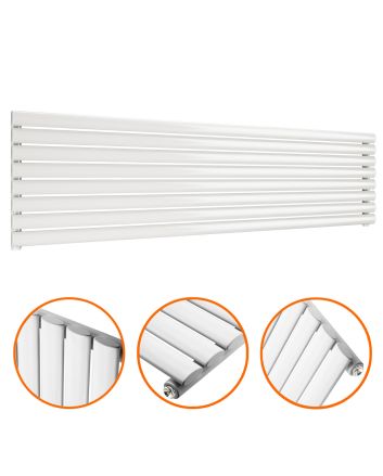 472mm x 1780mm White Single Oval Tube Horizontal / Landscape Radiator 
