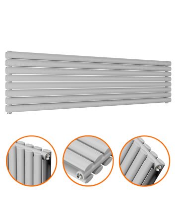 472mm x 1780mm Feather Grey Double Oval Tube Horizontal / Landscape Radiator