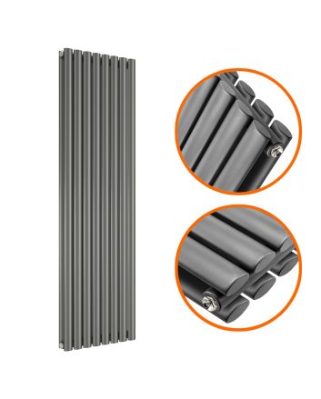 1600 x 472mm Anthracite Double Oval Tube Vertical Radiator 