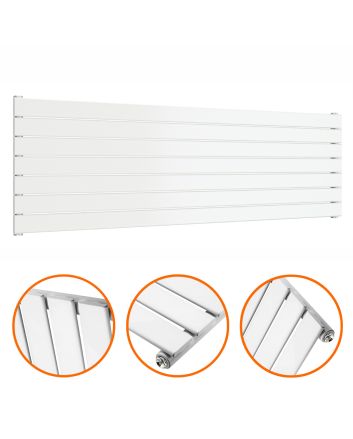 490mm x 1600mm White Single Flat Panel Horizontal / Landscape Radiator