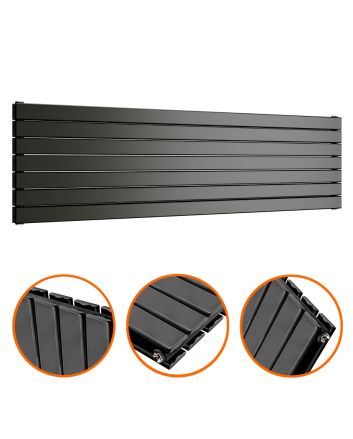 490mm x 1780mm Black Double Flat Panel Horizontal / Landscape Radiator