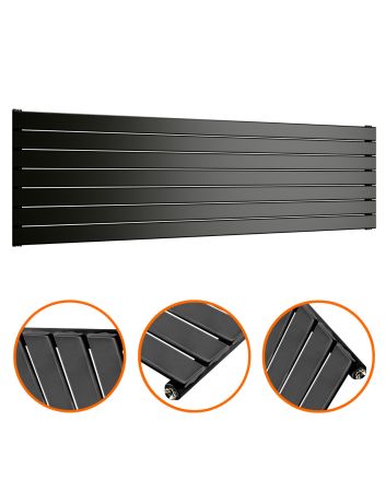 490mm x 1780mm Black Single Flat Panel Horizontal / Landscape Radiator