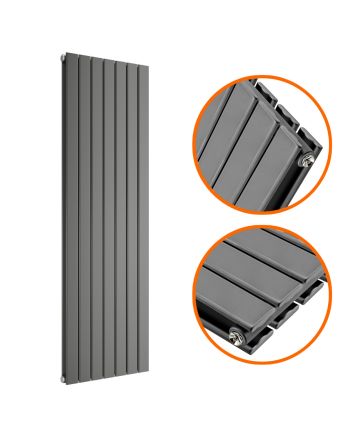 1600 x 490mm Anthracite Double Flat Panel Vertical Radiator 