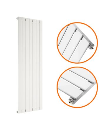 1600 x 490mm White Single Flat Panel Vertical Radiator 