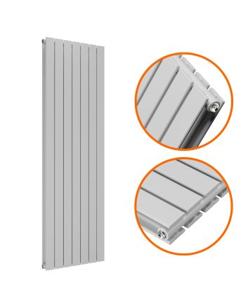 1600 x 490mm Feather Grey Double Flat Panel Vertical Radiator