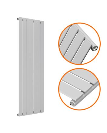 1600 x 490mm Feather Grey Single Flat Panel Vertical Radiator
