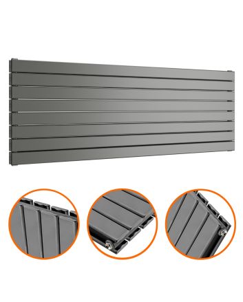 560mm x 1600mm Anthracite Double Flat Panel Horizontal / Landscape Radiator