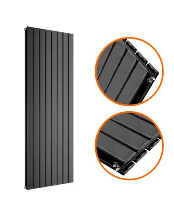 1600 x 560mm Black Double Flat Panel Vertical Radiator 