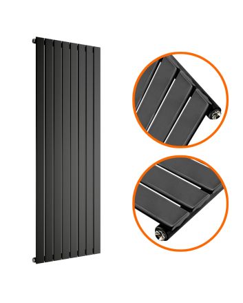 1780 x 560mm Black Single Flat Panel Vertical Radiator 