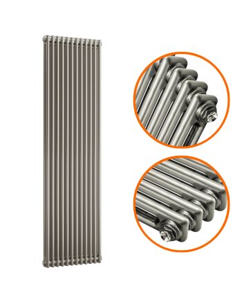 1800 x 560mm Raw Metal Lacquered Vertical Traditional 2 Column Radiator
